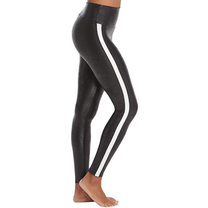 Spanx faux-leather stripe leggings