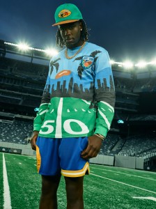 Denver Broncos wide receiver, Jerry Jeudy, in the Just Don exclusive capsule