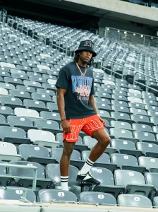 Jerry Jeudy, in the Rhude exclusive capsule