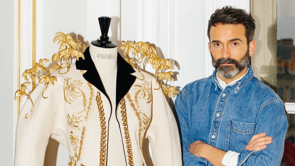 Daniel Roseberry and a look from his upcoming  Couture collection.