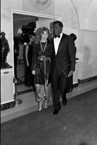 Joanna Shimkus and Sidney Poitier attend an event at the White House, and at the Kennedy Center, all in Washington, D.C., on November 17, 1977.