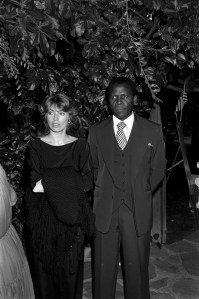 Joanna Shimkus and Sidney Poitier attend a benefit event, raising money to advocate for passage of the Equal Rights Amendment, in Bel Air, California, on June 13, 1978.