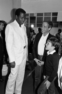 Sidney Poitier and Jeff Wald attend an event on the MGM lot in Culver City, California, on May 23, 1983.