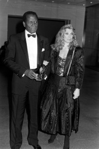 Actor Sidney Poitier and actress Joanna Shimkus, 1988.