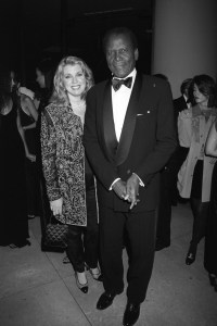 Sidney Poitier with wife Joanna Shimkus at the 12th biennial Carousel of Hope gala, hosted by Barbara and Marvin Davis at the Beverly Hilton Hotel on October 27, 1996 in Beverly Hills, California.