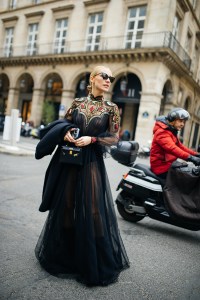Street style at Paris Haute Couture Week Spring 2022.