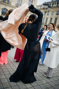 Street style at Paris Haute Couture Week Spring 2022.