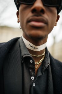 Street style at Paris Haute Couture Week Spring 2022.