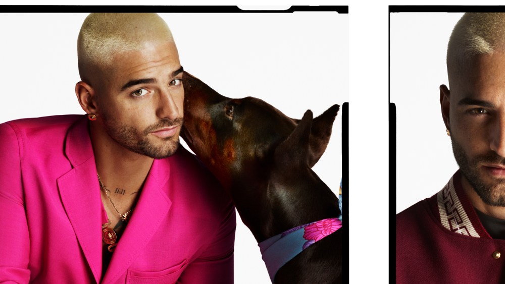 Maluma and his dog Buda front the Versace spring 2022 advertising campaign.
