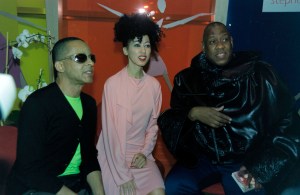 Designer Stephen Burrows, model Pat Cleveland, and fashion editor Andre Leon Talley in 2002
