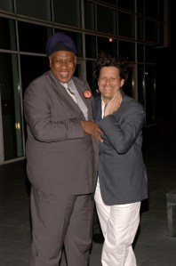 Andre Leon Talley and fashion designer Isaac Mizrahi attend a dinner for the Obama presidential campaign in New York City.