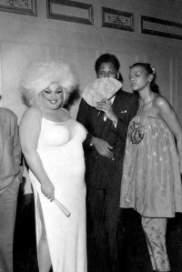 Actress and drag performer Divine at Karl Lagerfeld's party at Studio 54 in New York with Andr Leon Talley