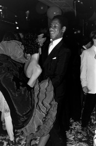 Andre Leon Talley and Pat Cleveland at Halston's Studio 54 after party in 1979