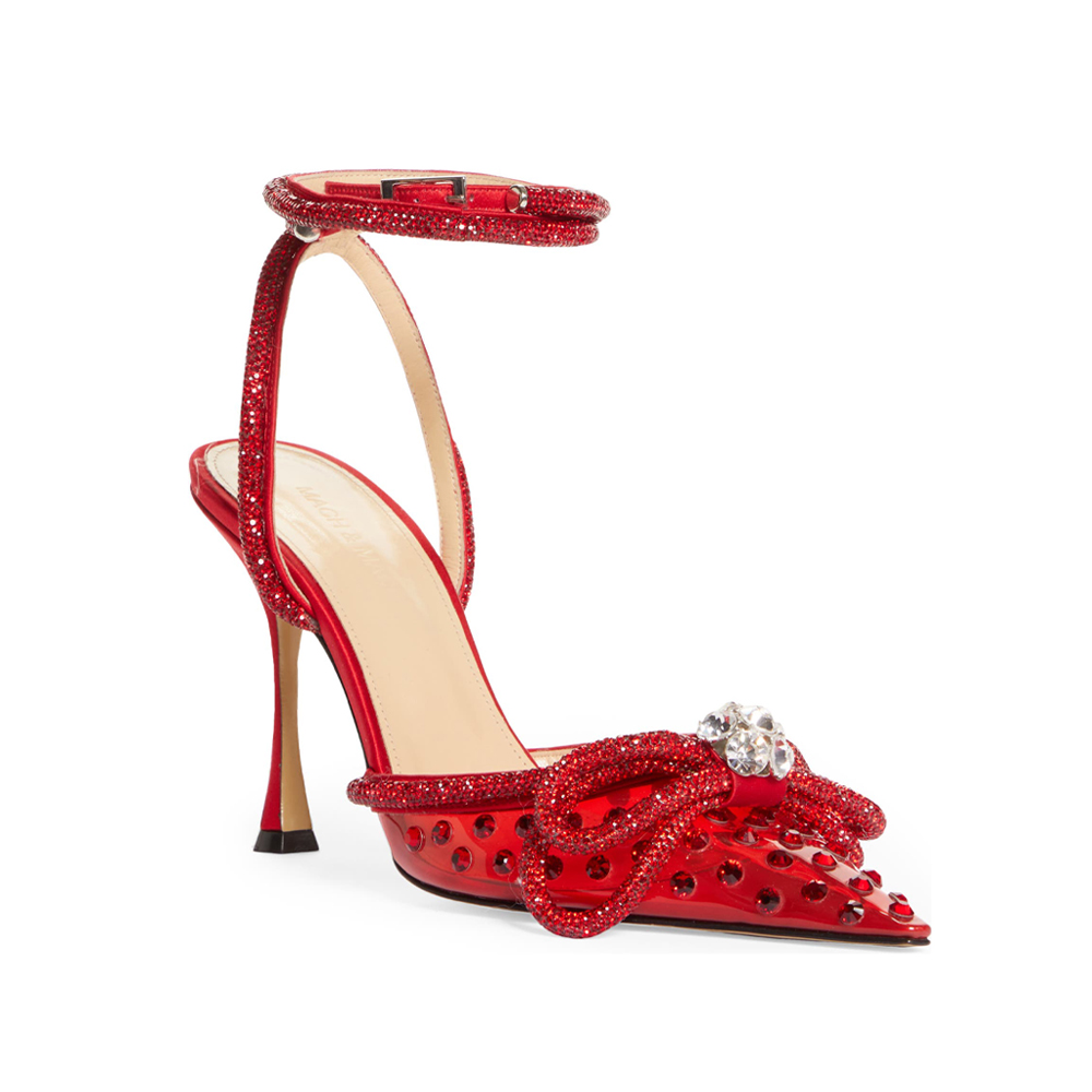 Mach & Mach Double Crystal Bow Pointed Toe Pump