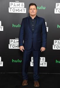 Pam & Tommy -- Nick Offerman at a press event for “Pam & Tommy” which premieres on Hulu on Wednesday, February 2. (Photo by:  Frank Micelotta/Hulu)