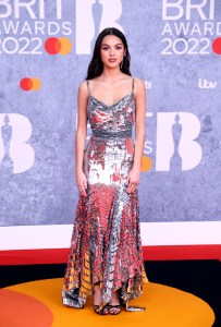 Olivia Rodrigo poses for photographers upon arrival at the Brit Awards 2022 in London Tuesday, Feb. 8, 2022. (Photo by Joel C Ryan/Invision/AP)