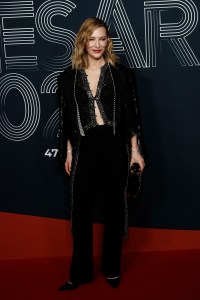 Cate Blanchett poses for photographers prior to the 47th Cesar Award ceremony, in Paris, Friday, Feb. 25, 2022. (AP Photo/Thibault Camus)