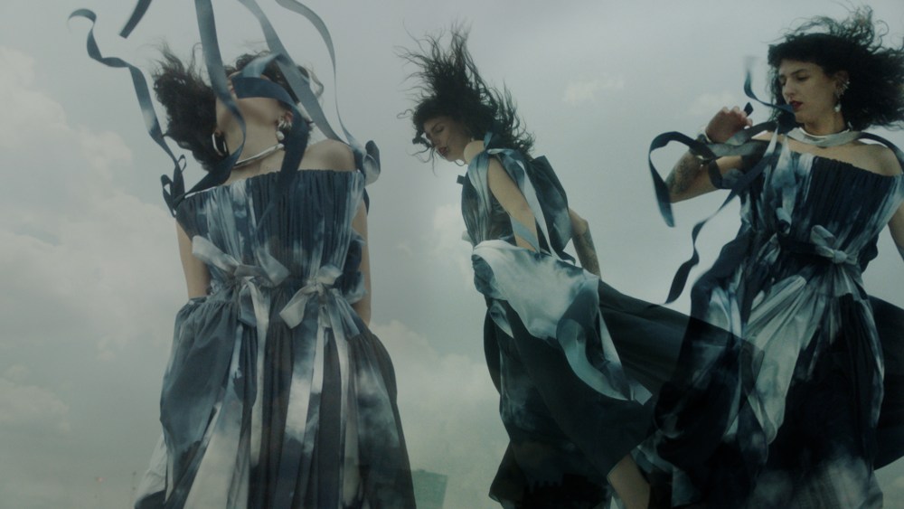 Still image from a film created by Sophie Muller for the Alexander McQueen Spring/Summer 2022 ‘London Skies’ women's wear Collection.