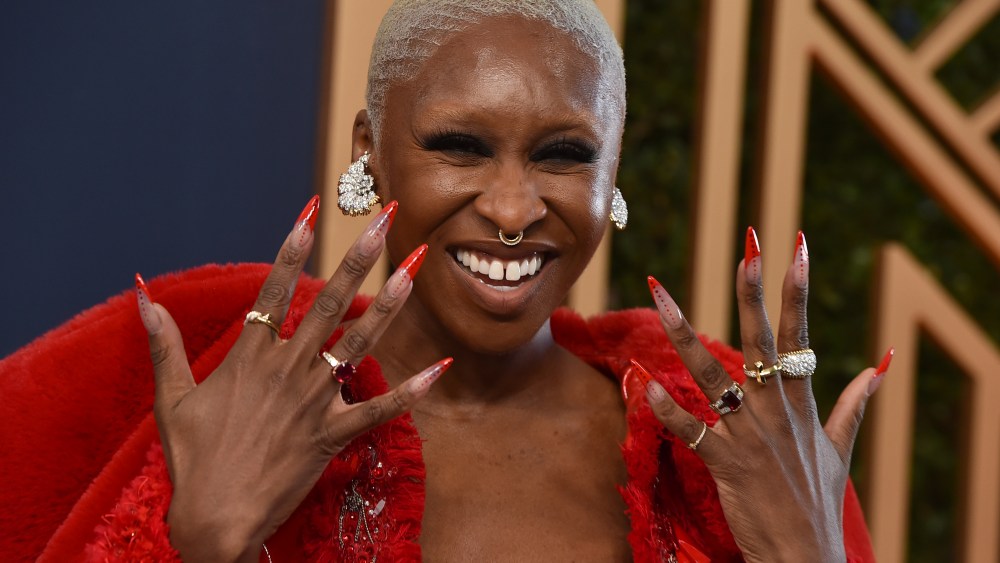 Cynthia Erivo arrives at the 28th annual Screen Actors Guild Awards at the Barker Hangar on Sunday, Feb. 27, 2022, in Santa Monica, Calif. (Photo by Jordan Strauss/Invision/AP)