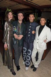 LONDON, ENGLAND - FEBRUARY 21: (L to R)  Alexa Chung, Nick Grimshaw, Meshach Henry and Kai-Isaiah Jamal attend the Perfect Magazine LFW party hosted by Katie Grand & Bryan Tambao aka Bryanboy at The Standard with BY FAR & ANTI-AGENCY, celebrating Perfect issue 2, on February 21, 2022 in London, England.  (Photo by David M. Benett/Dave Benett/Getty Images for Perfect Magazine)