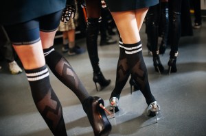 Backstage at David Koma RTW Fall 2022 on February 20, 2022 in London