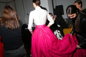 Backstage at Carolina Herrera RTW Fall 2022 ?on February 14, 2022 in New York.