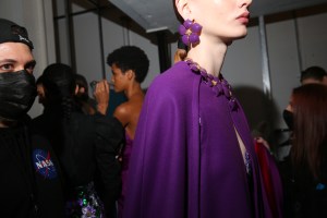 Backstage at Carolina Herrera RTW Fall 2022 ?on February 14, 2022 in New York.