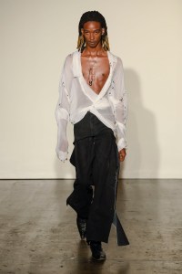 Runway at Fashion East- Jawara Alleyne RTW Fall 2022 on February 20, 2022 in London