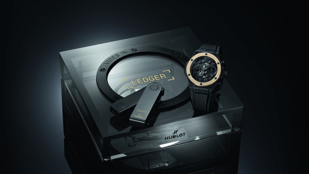 The limited-edition Hublot Big Bang Unico and Ledger Nano X crypto wallet.