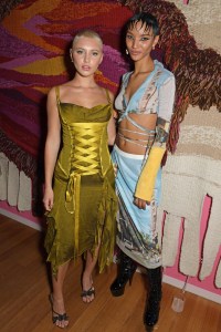LONDON, ENGLAND - FEBRUARY 21:  Iris Law and Georgia Palmer attend the Perfect Magazine LFW party hosted by Katie Grand & Bryan Tambao aka Bryanboy at The Standard with BY FAR & ANTI-AGENCY, celebrating Perfect issue 2, on February 21, 2022 in London, England.  (Photo by David M. Benett/Dave Benett/Getty Images for Perfect Magazine)