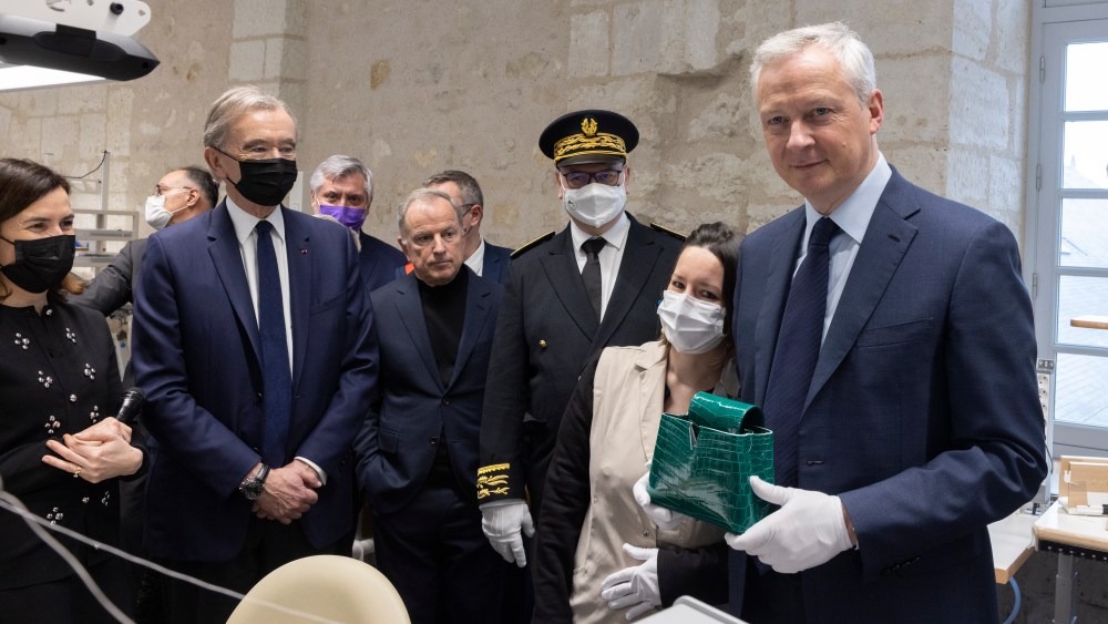 Valerie Dubois. Bernard Arnault. Michael Burke. Francois Pesneau. Bruno Le Maire. Inauguration Atelier Louis Vuitton Vendome. France. 22/02/2022 © david atlan