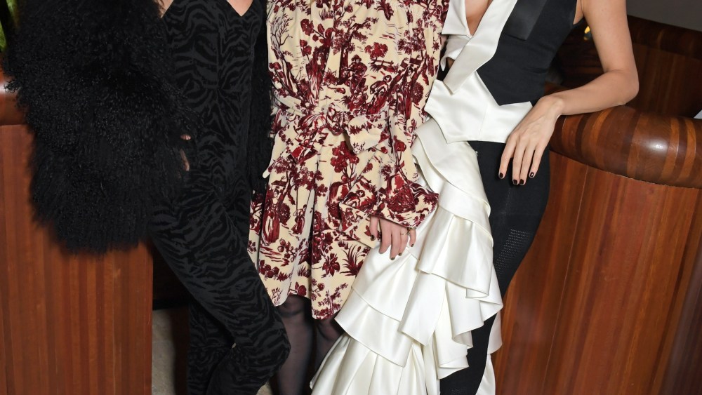 LONDON, ENGLAND - FEBRUARY 21: (L to R)  Mary Charteris, Josephine de La Baume and Poppy Delevingne attend the Perfect Magazine LFW party hosted by Katie Grand & Bryan Tambao aka Bryanboy at The Standard with BY FAR & ANTI-AGENCY, celebrating Perfect issue 2, on February 21, 2022 in London, England.  (Photo by David M. Benett/Dave Benett/Getty Images for Perfect Magazine)
