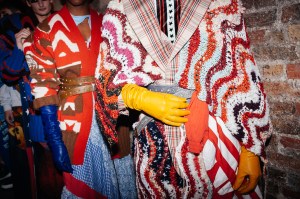 Backstage at Matty Bovan RTW Fall 2022 ​on February 19th, 2022 in London.