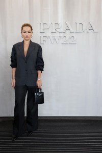 MILAN, ITALY - FEBRUARY 24: Rita Ora attends Prada Fall 2022 Womenswear Fashion Show on February 24, 2022 in Milan, Italy. (Photo by Vittorio Zunino Celotto/Getty Images for Prada)