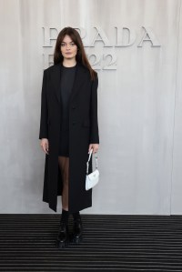 MILAN, ITALY - FEBRUARY 24: Emma Mackey attends Prada Fall 2022 Womenswear Fashion Show on February 24, 2022 in Milan, Italy. (Photo by Vittorio Zunino Celotto/Getty Images for Prada)