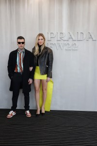 MILAN, ITALY - FEBRUARY 24: Fedez and Chiara Ferragni attend Prada Fall 2022 Womenswear Fashion Show on February 24, 2022 in Milan, Italy. (Photo by Vittorio Zunino Celotto/Getty Images for Prada)
