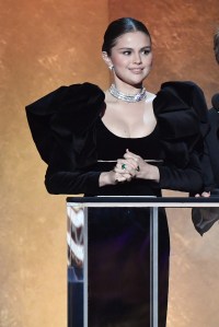Selena Gomez and Martin Short speak onstage at the 28th Screen Actors Guild Awards held at Barker Hangar on February 27th, 2022 in Santa Monica, California.