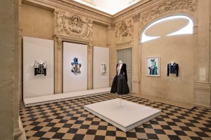 Yves Saint Laurent designs next to works by Pablo Picasso at the Picasso Museum in Paris.