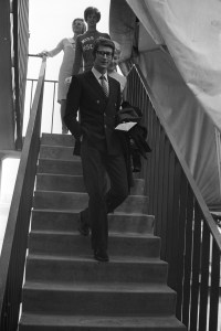 Yves Saint Laurent arrives in Los Angeles during his three week tour of America on October 27,1965.