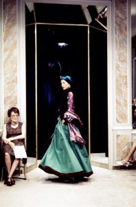 Yves Saint Laurent Couture Fall 1976 Opera Ballet-russes inspired collection presentation at 5 avenue Marceau in Paris.