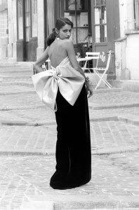 Kirat Bhinder Young poses in the "Paris" dress from Yves Saint Laurent's Couture Fall 1983 collection.