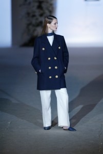 A model on the runway at the Yves Saint Laurent Spring 2003 show in Paris.