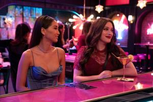 Dollface -- “Birthday Girl” - Episode 210 -- The girls attend Stella’s bar opening and make important decisions about their relationships, careers, and futures. Jules gives Madison a birthday surprise. Madison (Brenda Song) and Jules (Kat Dennings), shown. (Photo by: Jessica Brooks/Hulu)