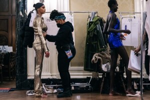 Backstage at Laquan Smith RTW Fall 2022