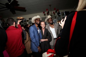Thurman Thomas, Susan Chokachi and Torrence Thomas at the Gucci x Bumble Celebrate Women Innovators party at Sammie's in Austin.