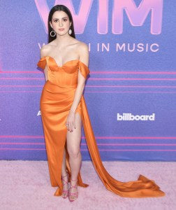 Laura Marano arrives at the 2022 Billboard Women in Music held at the YouTube Theater in Inglewood, CA on Wednesday, ​March 2, 2022. (Photo By Sthanlee B. Mirador/Sipa USA)(Sipa via AP Images)