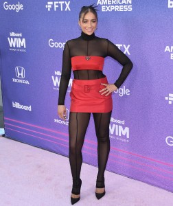 Tate McRae arrives at the 2022 Billboard Women in Music held at the YouTube Theater in Inglewood, CA on Wednesday, ​March 2, 2022. (Photo By Sthanlee B. Mirador/Sipa USA)(Sipa via AP Images)