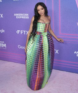 Tinashe arrives at the 2022 Billboard Women in Music held at the YouTube Theater in Inglewood, CA on Wednesday, ​March 2, 2022. (Photo By Sthanlee B. Mirador/Sipa USA)(Sipa via AP Images)