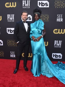 Joshua Jackson and Jodie Turner-Smith at the 27th Annual Critics Choice Awards held at the The Fairmont Century Plaza Hotel on March 13, 2022 in Century City, California.