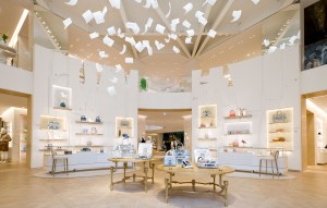 The entrance rotunda at Dior’s 30 Montaigne store with an installation by Paul Cocksedge.
